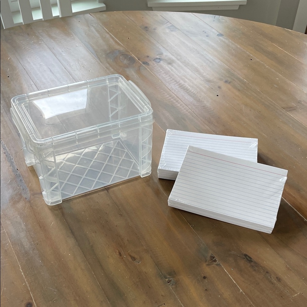 Clear Storage Box with Index Cards